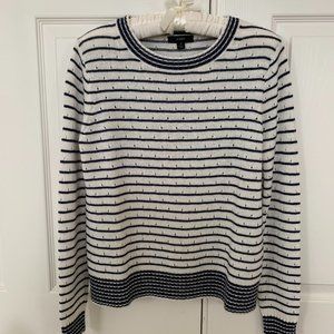 J. CREW super soft navy/white stripe crew neck sweater, size S